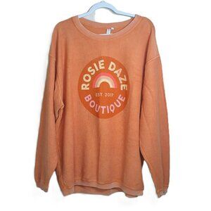 Rosie Daze Corded Cotton Relaxed Fit Drop Shoulder Orange Sweatshirt XL